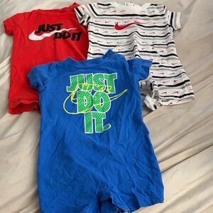 Nike Kids Short Sleeve Tee & Romper Set - Red, Blue, White